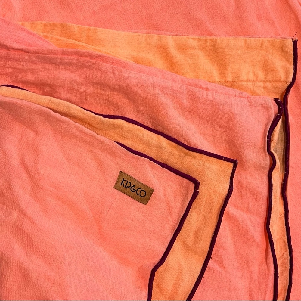 Kip&Co Neon Peach & Neon Pink Linen Duvet/Quilt Cover, King Size